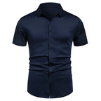 Herren Stretch Hemd Bügelfreie Hemden Regular Fit Kurzarm Stretch Business Casual Button-Down Hemden