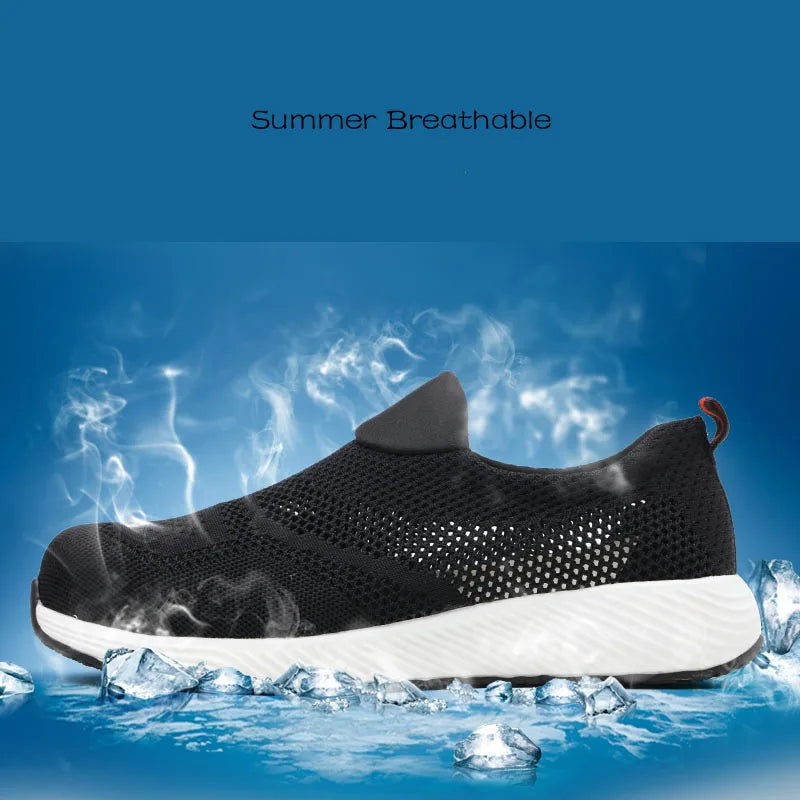 Sommer Mesh Leichte Arbeitssneaker Stahlkappe Schutzarbeitsschuhe Herren Damen Atmungsaktive Bauschuh Arbeitsstiefel Herren