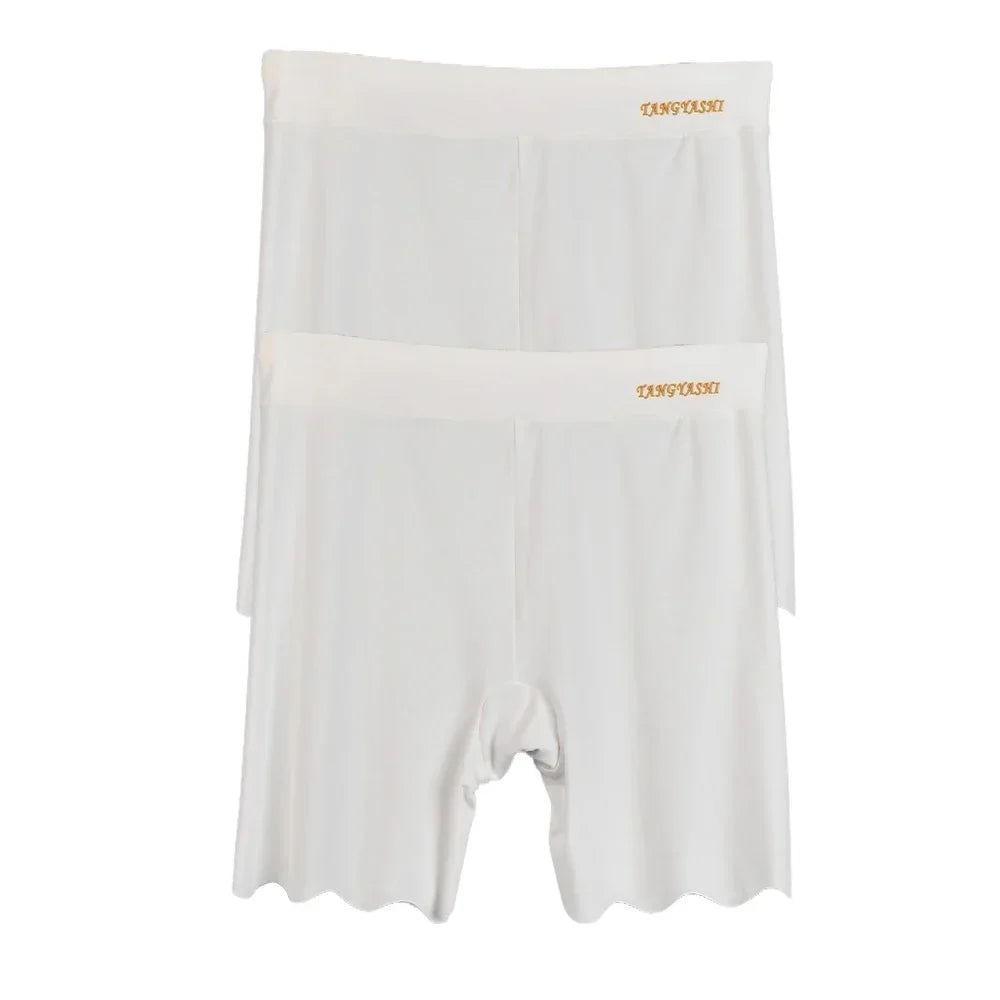 2er-Pack Nahtlose Sicherheits-Shorts Damen Eisseide Sommer Anti-Scheuer Unterwäsche Boxershorts Unterrock-Slip Übergröße Kurze Leggings 40-100kg
