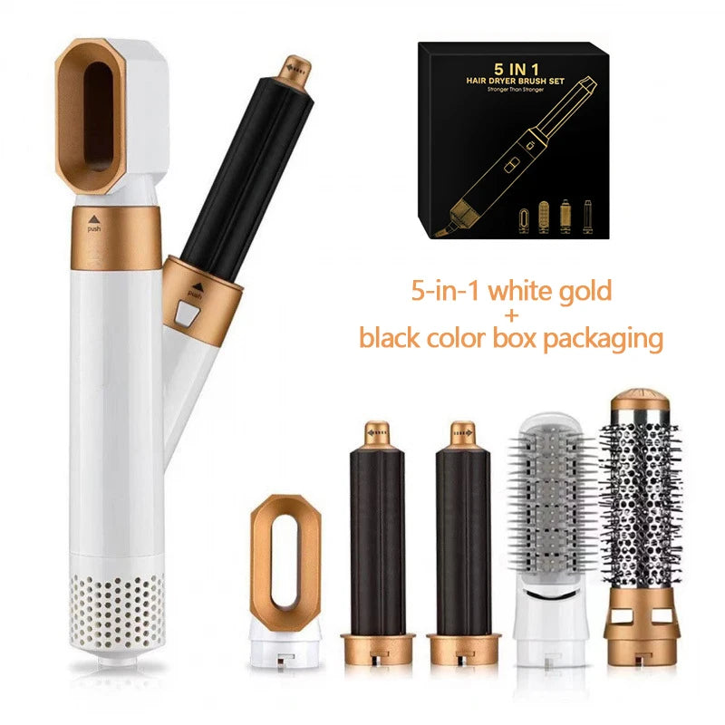 Multi Functional 5-In-1 Hair Dryer Hot Air Comb Curling Iron Dyso Air Bag Hairdresser Styling Tool Straightener Festival Gift