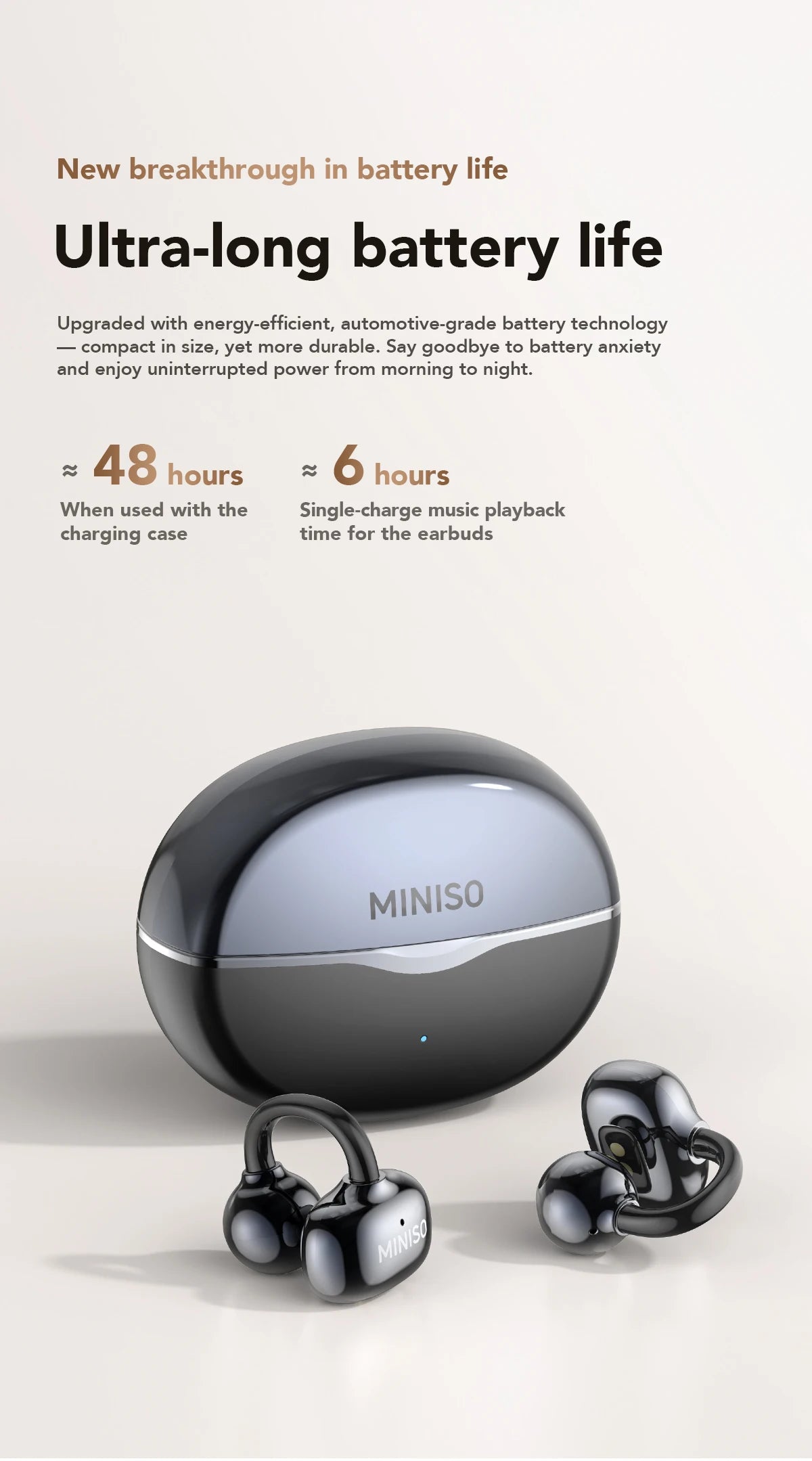 MINISO MS503 Kabellose Bluetooth-Kopfhörer KI-Übersetzungs-Ohrhörer Outdoor-Sport-Kopfhörer Klarer Klang Kopfhörer Weich Bequem