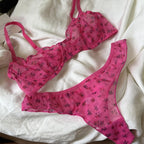 Französisches ultradünnes Dessous-Set, sexy Spitze mit Blumenmuster, BH, modische Damenunterwäsche, atmungsaktive Intim-BHs und Tanga-Sets