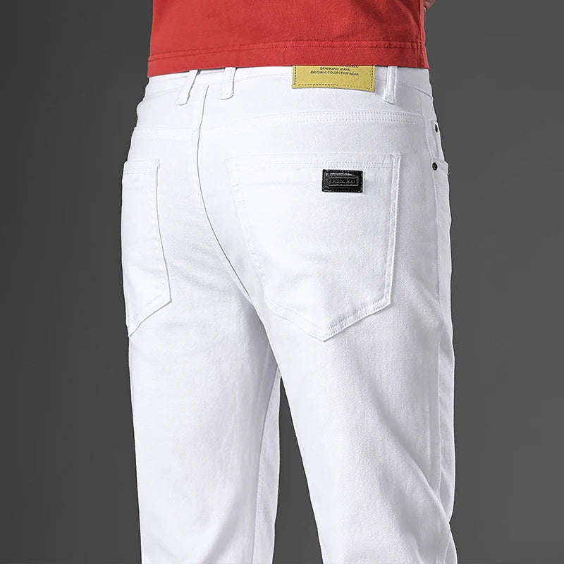 2026 98 % Baumwolle Elastische Baumwolljeans Herren Frühling Slim Straight Denim Hose Komfort Große Größe Koreanische Business Casual Hose