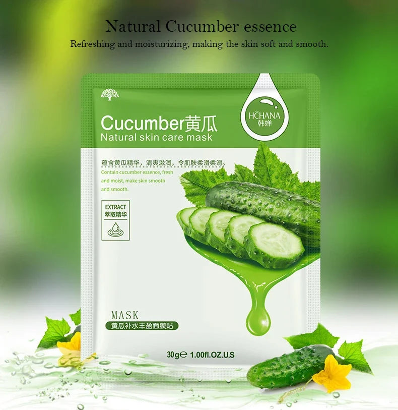 20 Stück natürliche Pflanzen-Gesichtsmaske Feuchtigkeitsspendend Öl-Kontrolle Anti-Aging Frucht Aloe Koreanische Tuchmaske Schönheit Hautpflegeprodukte