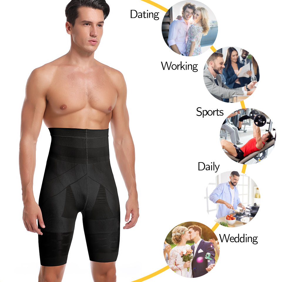 Herren Body Shaper Bauchkontroll-Shorts Shapewear Bauchmieder Boxer Slips Hohe Taille Schlankheitsunterwäsche Bein Kompressionshose