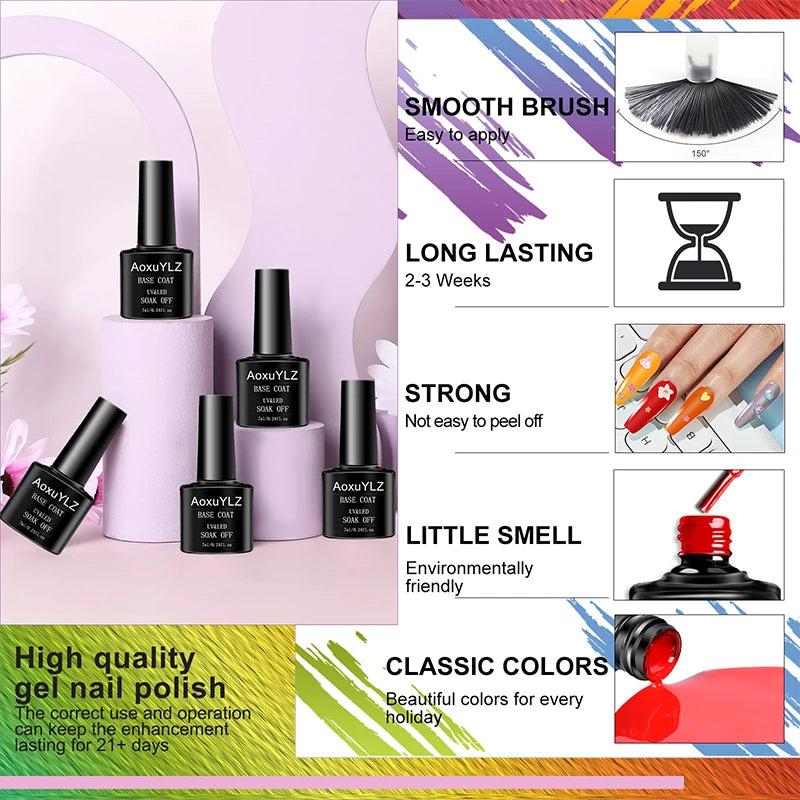 28tlg./Set Gel-Nagellack-Set Glasflasche Soak Off UV-Gel-Lack Rot Rosa Bunter Gel-Nagellack Matt Top Base Coat Nagelgel-Kit