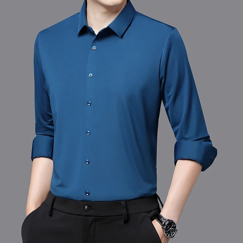 Premium Herren Ultra-Stretch Hemd – Hochwertiges seidiges Business Hemd mit langen Ärmeln für den Business- und Freizeitbereich