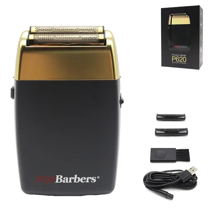 11000 U/min POP Barbers P620 Professioneller elektrischer Herren-Barttrimmer Doppelfolienrasierer Elektrorasierer USB-Haarschneidemaschine