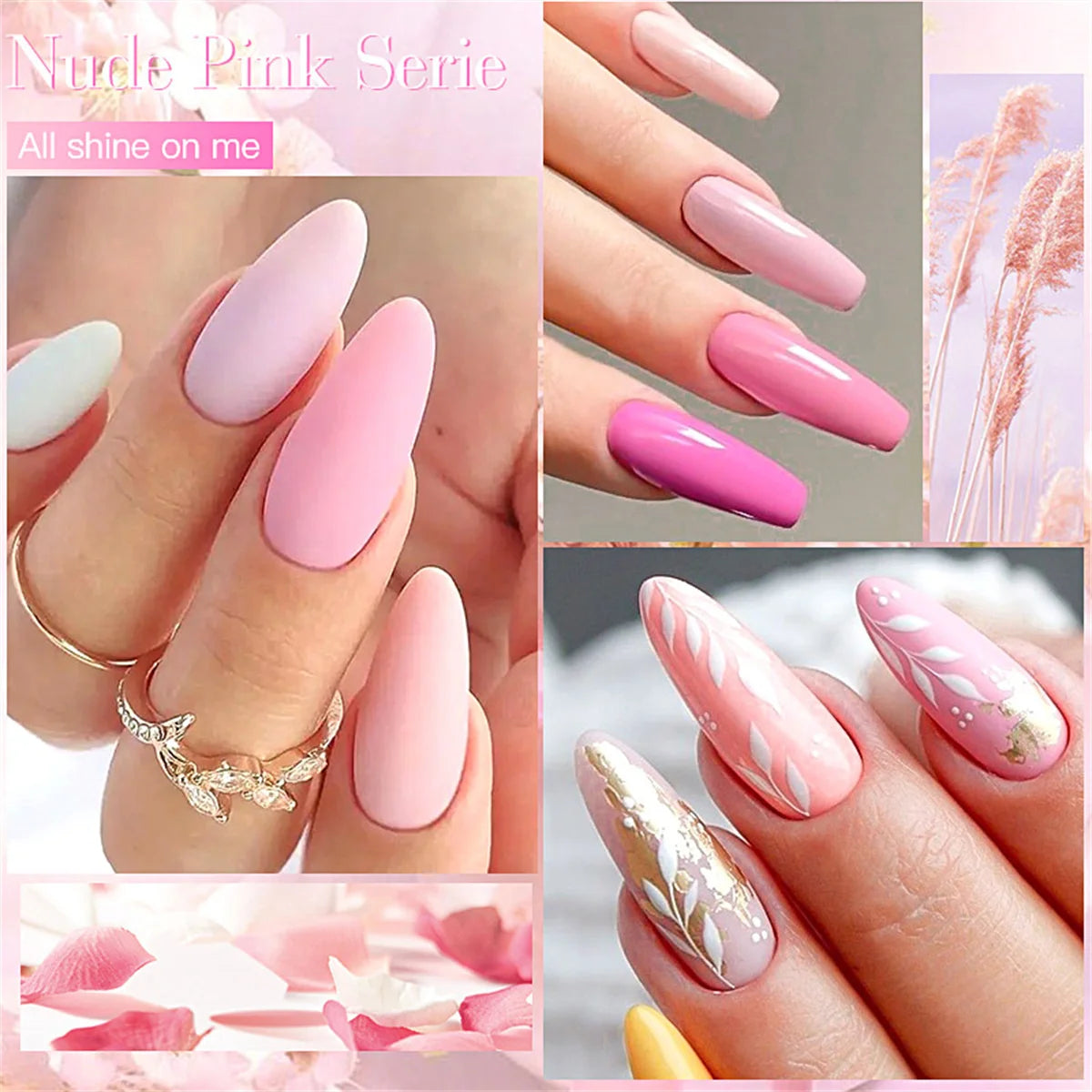 MTSSII 12tlg. Gellack-Set Nude Rosa Rot Glitzer Semi Permanent Soak Off UV Gel Nagellack Maniküre Kit Nagelzubehör DIY
