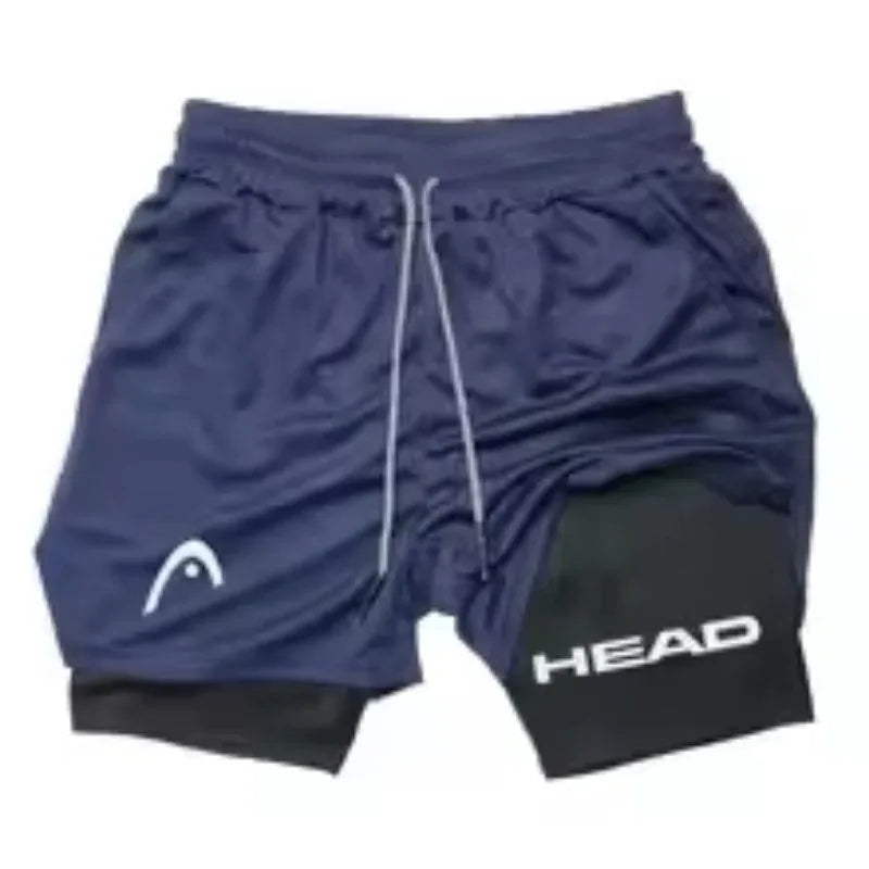 Laufshorts Herren Fitnessstudio Training 2-in-1 Sport Kompression Mode Schnelltrocknend Workout Harajuku Jogging Doppellagig Sommer