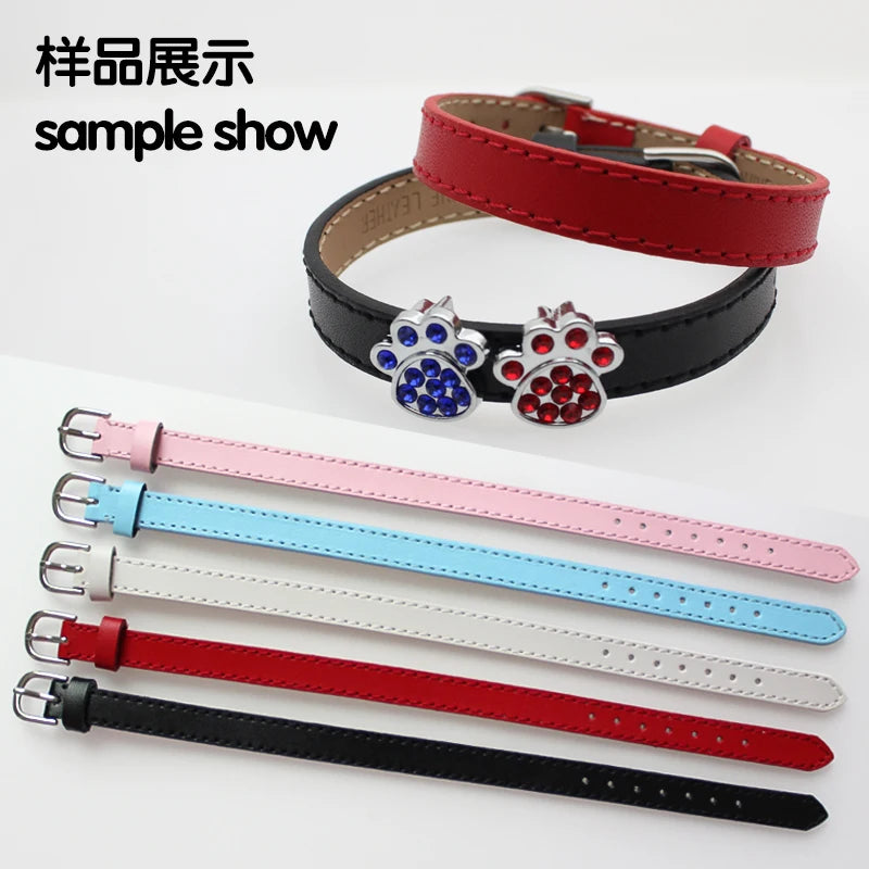 20 Stück 10 mm Armband aus echtem Leder für Damen, Schiebebuchstaben-Anhänger, Armband zur Schmuckherstellung, DIY, Haustierhalsband, Schlüsselband