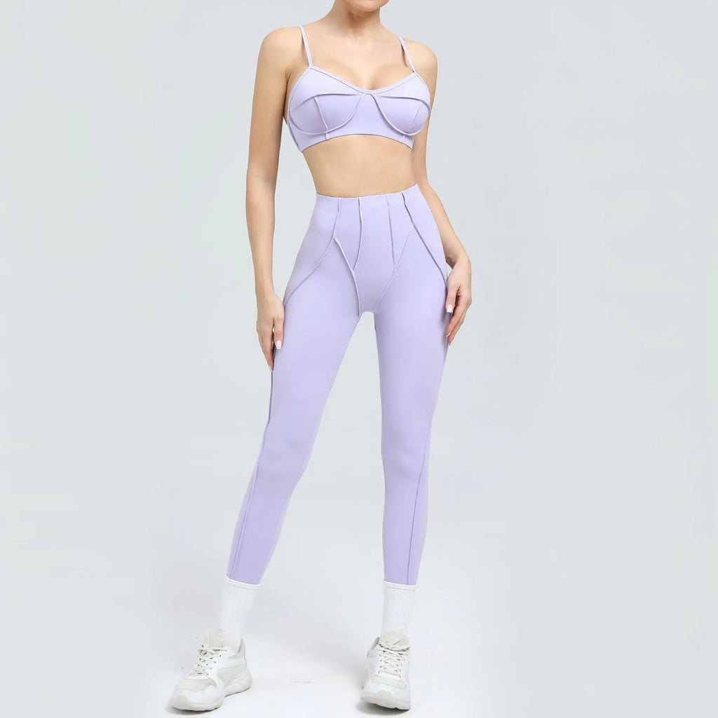 Nahtlose Yoga-Sets Sport-Fitness Hochbund-Hüfthebe-Formhose Rückenfreier BH-Anzug Workout-Gym-Leggings-Sets für Damen