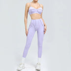 Nahtlose Yoga-Sets Sport-Fitness Hochbund-Hüfthebe-Formhose Rückenfreier BH-Anzug Workout-Gym-Leggings-Sets für Damen