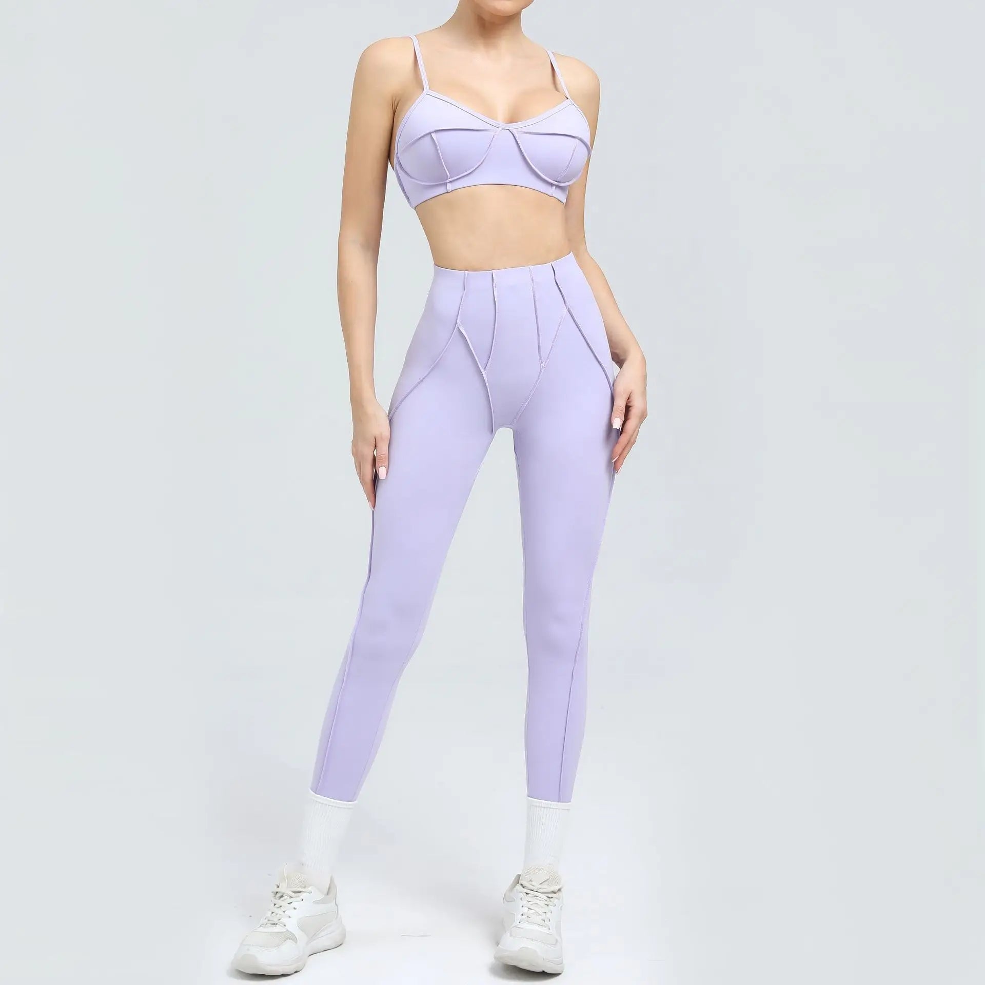 Nahtlose Yoga-Sets Sport-Fitness Hochbund-Hüfthebe-Formhose Rückenfreier BH-Anzug Workout-Gym-Leggings-Sets für Damen