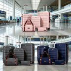 Premium 5-teiliges Hartschalen-Gepäckset, multi-Größen 20/24/28 Zoll Reise-Trolley-Koffer, leichtgängige 360°-Rollen mit TSA-Sicherheitsschloss, komplettes Reise-Set mit Handtasche & Kosmetiktasche