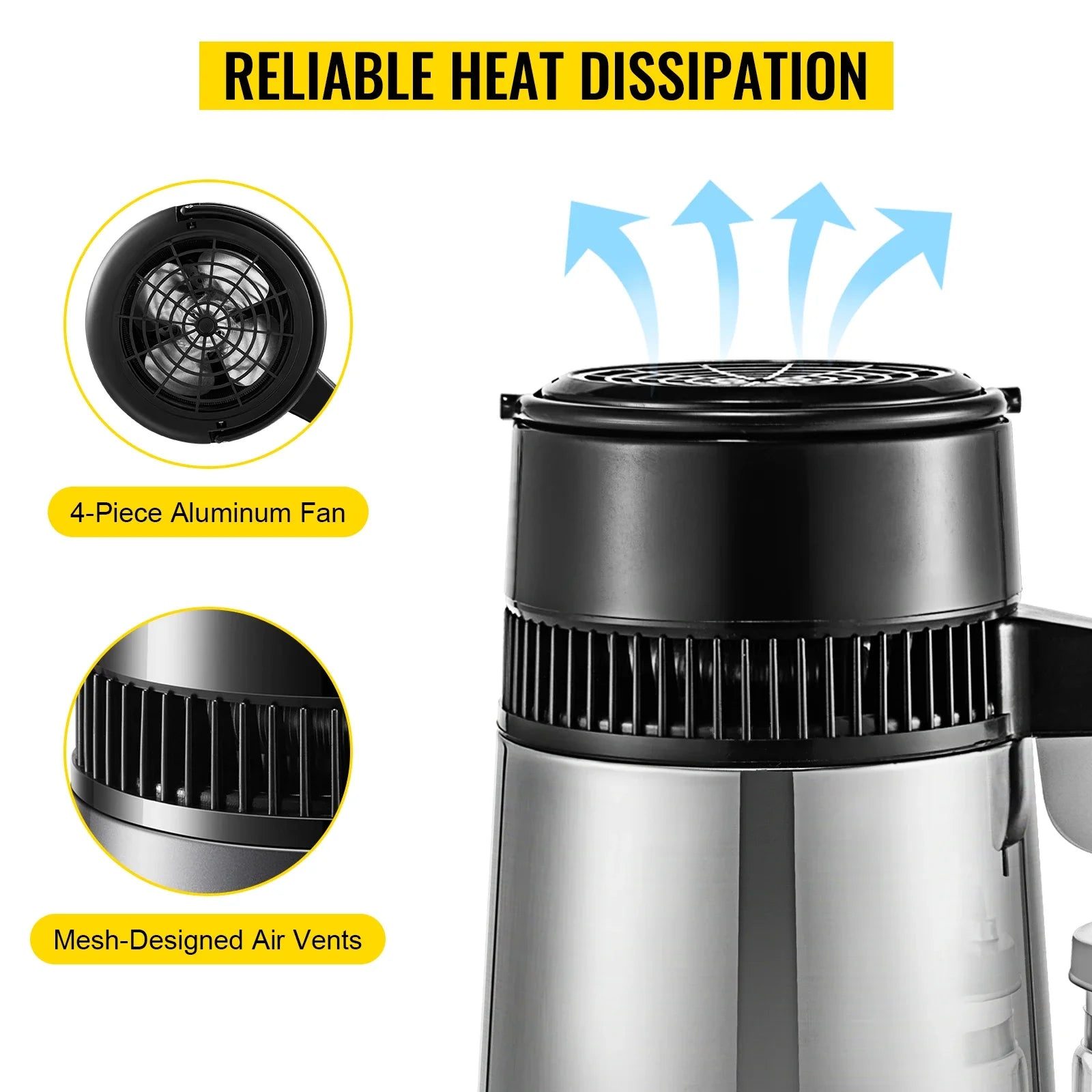 VEVOR 4L Wasserdestilliergerät Destillierapparat Filter Brennerei Reiniger Mondschein-Apparat DIY Spender-Kit für Haushaltsgeräte