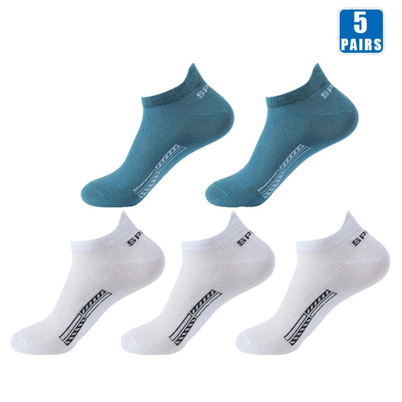 5 Paar kurze Baumwollsocken für Herren, hochwertige, tief geschnittene Crew-Socken für Damen, Knöchelsocken für Sport, atmungsaktives Mesh für den Sommer, lässige, weiche Herrensocken