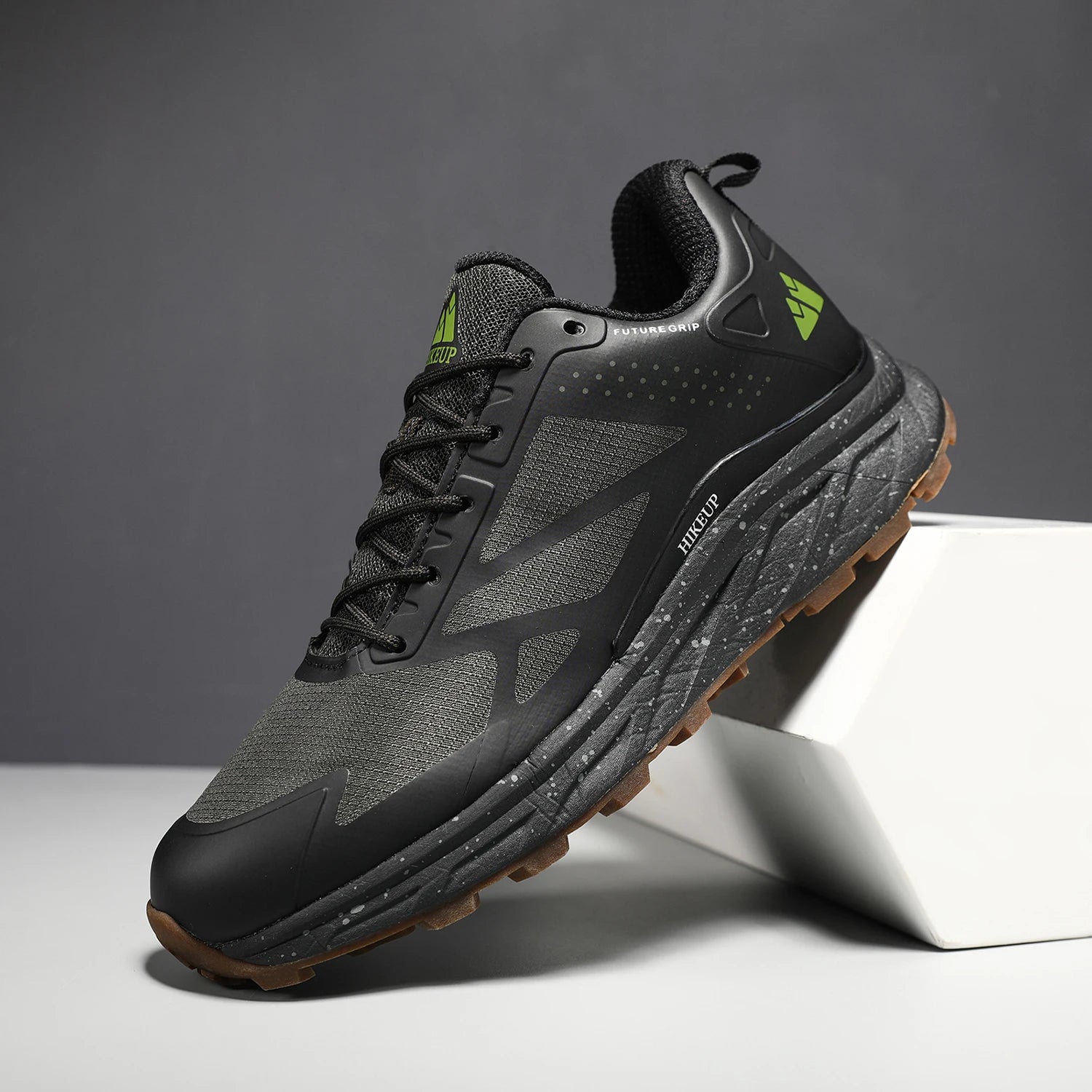 HIKEUP Outdoor Men's Sneakers Women Breathable Trail Running Shoes Hiking Shoes Trail Male Comfort Trekking Running Sneakers