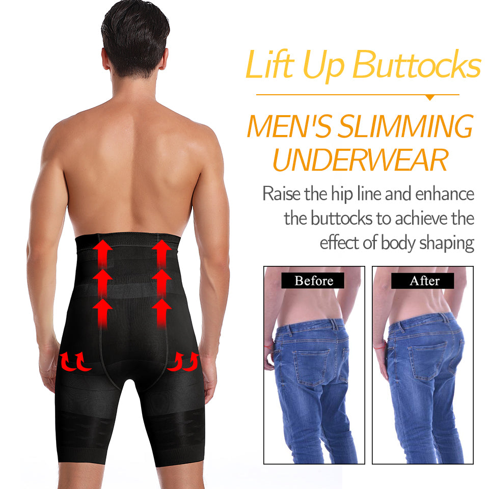 Herren Body Shaper Bauchkontroll-Shorts Shapewear Bauchmieder Boxer Slips Hohe Taille Schlankheitsunterwäsche Bein Kompressionshose