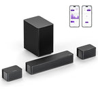 ULTIMEA 5.1 Virtuelle Surround-Soundbar, 3D Surround Sound System, Soundbar für TV mit Subwoofer und Rücklautsprechern, Poseidon D50