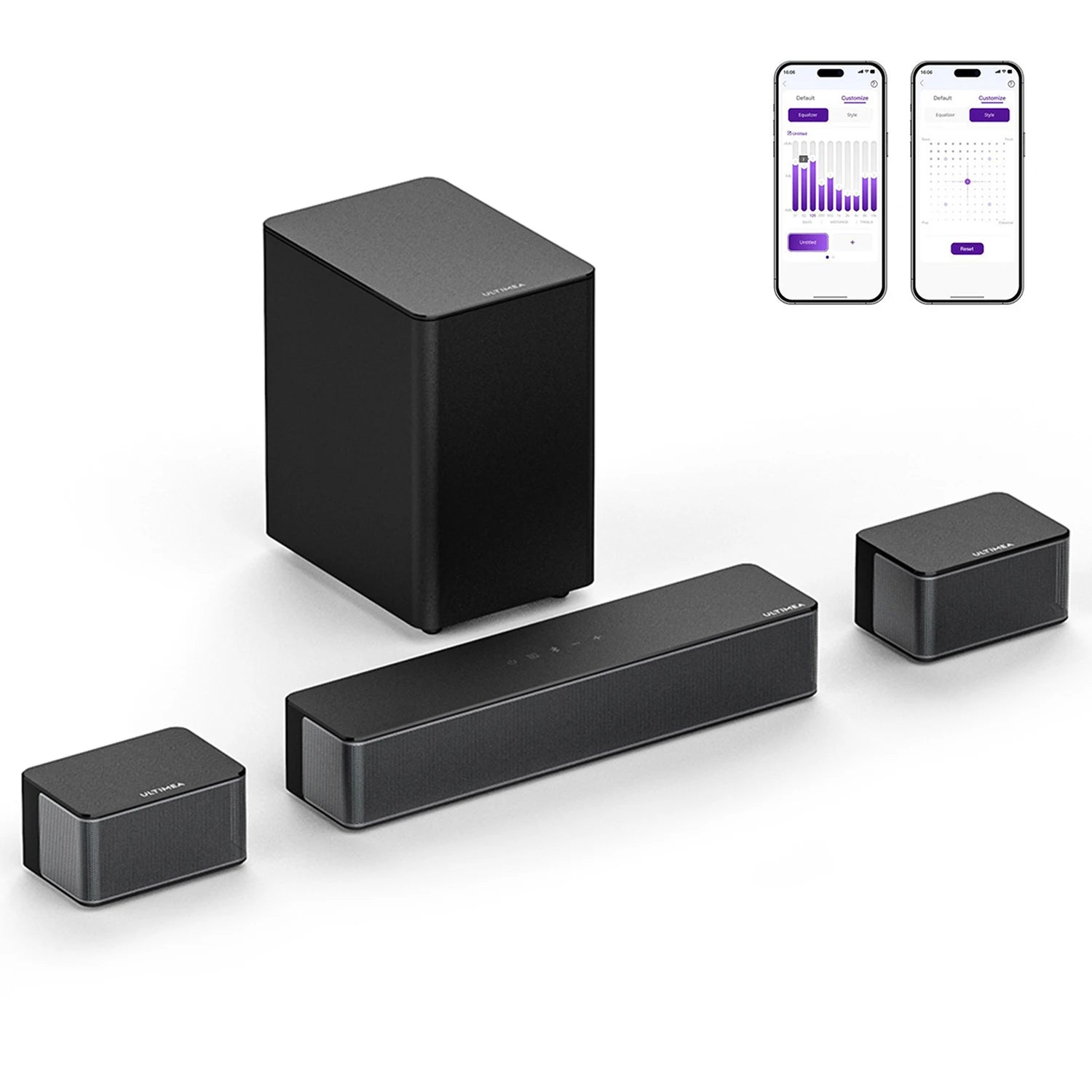 ULTIMEA 5.1 Virtuelle Surround-Soundbar, 3D Surround Sound System, Soundbar für TV mit Subwoofer und Rücklautsprechern, Poseidon D50