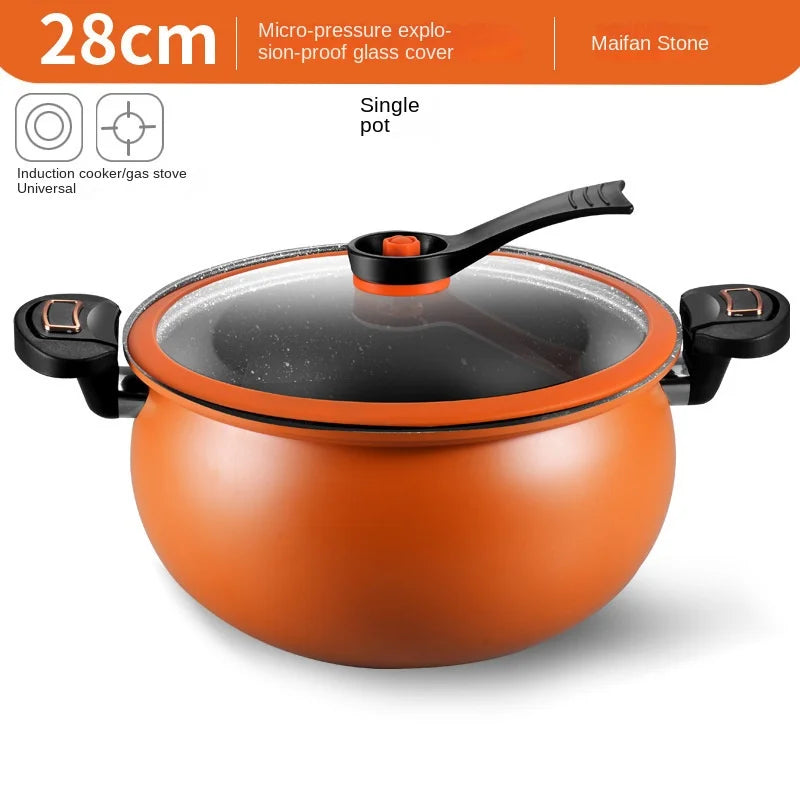 Large-Capacity Micro-Pressure Sandpot Household Slow-Cooking Stew Pot Soup Pot Stainless Steel Pumpkin Pot Induction Cooker & Ga Hauptbild