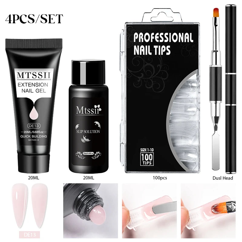 24-teiliges Set 20ml Poly Nail Extension Gel Kit Mini-UV-Lampe Versiegelung mit Basislack Überlack Professionelles Poly-UV-Nagelgel-Kit Starter-Kit