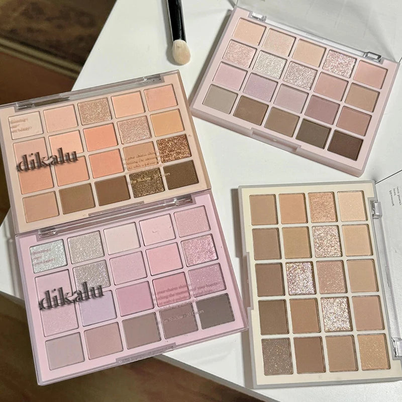 DIKALU 20-Farben Koreanische Lidschatten-Palette mit geringer Sättigung Matt Wasserfest Braun Rosa Lidschatten-Palette Langanhaltendes Tages-Make-up