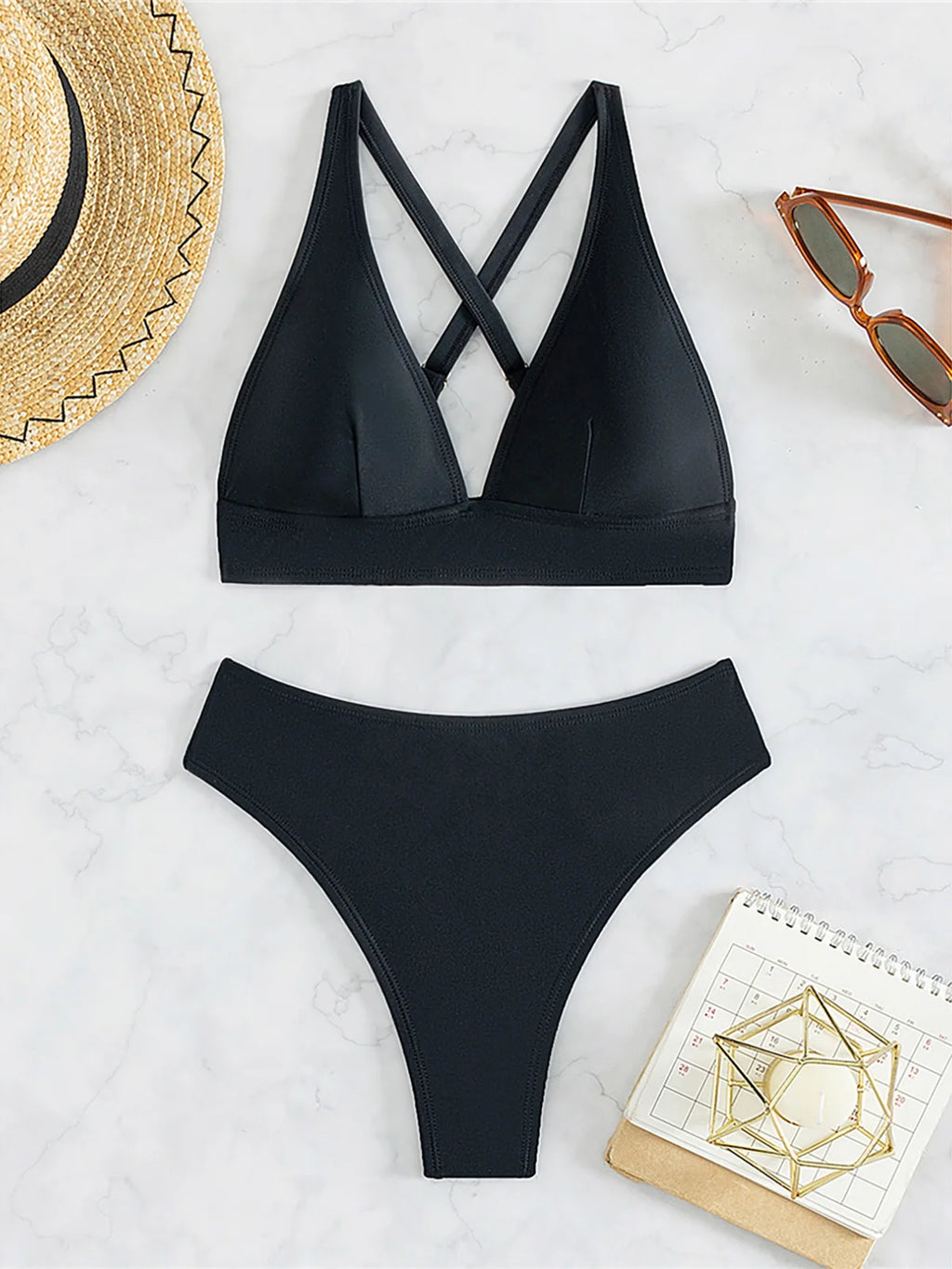 S - XL Kreuzrücken Mini Micro Tanga Bikini Damen Badeanzug Zweiteiliges Bikini Set Bademode Schwimmanzug K5022
