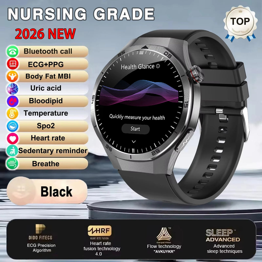 2026 Neue Smartwatch für Pflegeberufe mit EKG+PPG Gesundheitsanalyse Blutdruck Lipide Harnsäure Drahtlose HD-Anruf Smartwatch Herren Damen