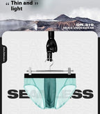 4er-Pack LORIEN CREST Eisseide Herrenunterwäsche nahtlos ultradünn doppellagiger Schritt atmungsaktive Herrenslips mittlere Leibhöhe sexy&leicht