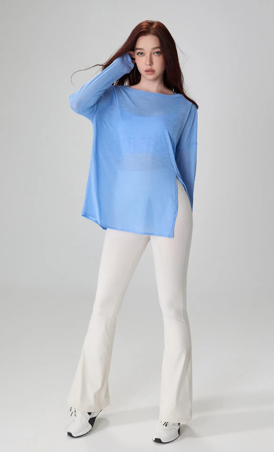Atmungsaktives langärmliges Yoga-Cover-up, leichtes, schnell trocknendes Lauftop für Damen, lockere Passform, schlicht, Sport, Fitness, Outdoor, Freizeit