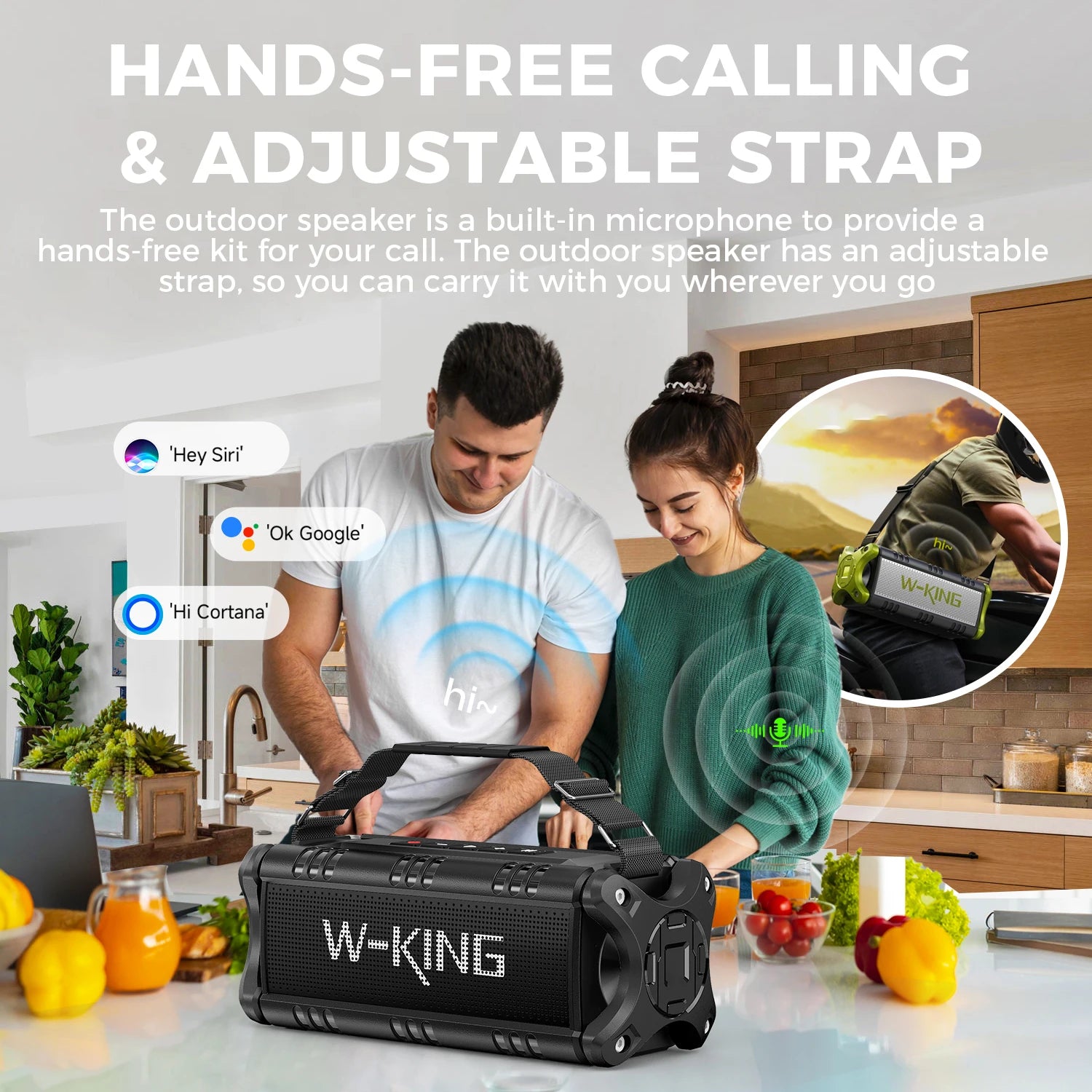 W-KING D8 Bluetooth Speaker, 50W RMS IPX6 Waterproof Loud Speakers Bluetooth Wireless, Large Outdoor Portable Speaker