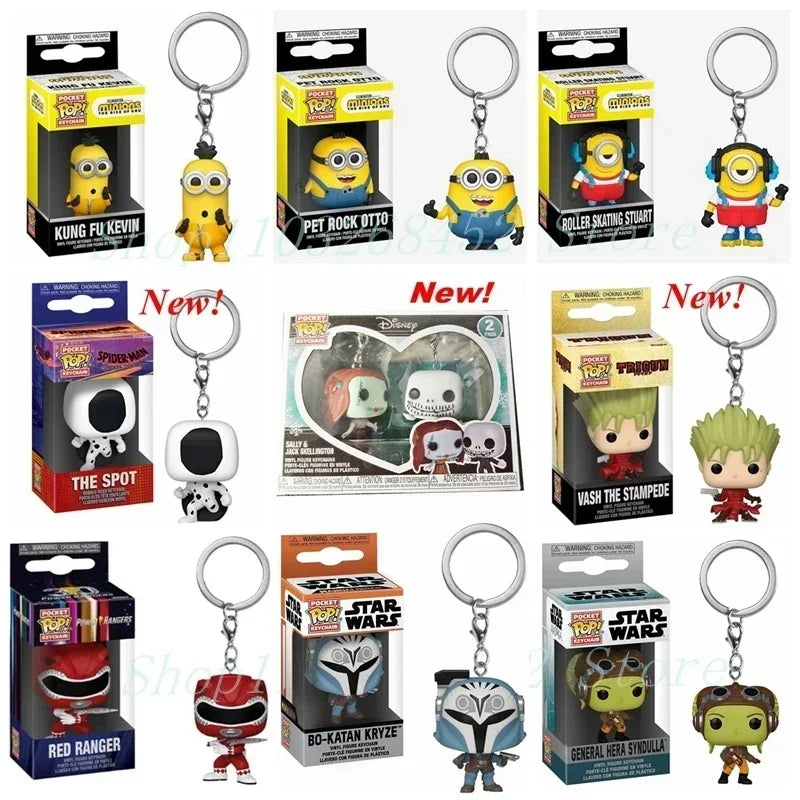 2026 Funko Schlüsselanhänger Ranger Rot Blau Pink Minion Kevin Otto Stuart Spider Spot Vash Ahsoka Inuyasha Homer Sam Sally Figuren Spielzeug Zweitbild