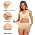 Molasus 5 Stück Damen Baumwollunterhosen Nahtlose Unterwäsche Hohe Taille Volle Abdeckung Damen Slips Set Atmungsaktive Unterhosen Übergröße