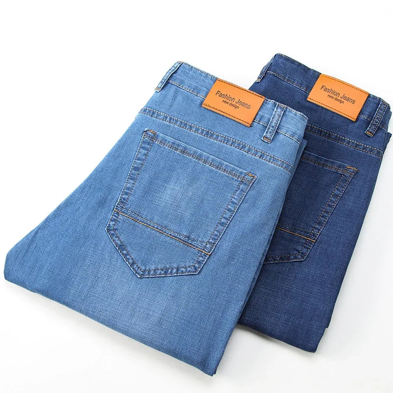 Herrenhose Büro Business Jeans Herren Klassische Blau Schwarz Baumwolle Stretch Straight Denim Hose Herren Marken Hosen