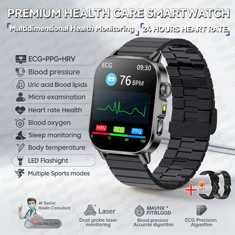 Neue präzise Gesundheits-Smartwatch EKG+HRV Harnsäure Blutfette Emotionswahrnehmung Bluetooth-Anruf Smartwatches für Männer und Frauen