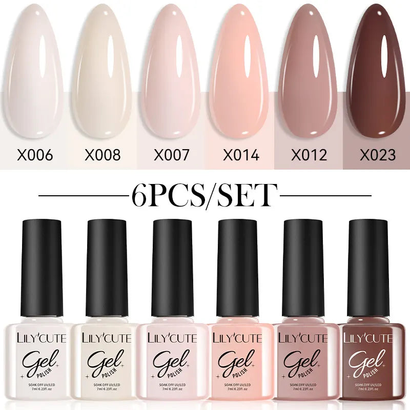 LILYCUTE 6PCS Gel-Nagellack-Set Sommer Neon Nagellack-Gel-Kits für DIY Nagel Semi-Permanenter UV-Lampe Gellack Nagellack-Set