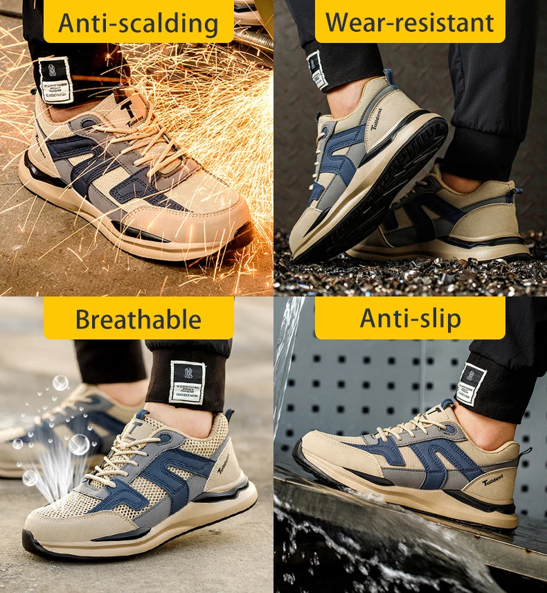 Sicherheitsschuhe Herren mit Stahlkappe Anti-Smash Arbeitsschuhe Sneaker Leicht Stichschutz Unzerstörbare Schuhe Dropshipping