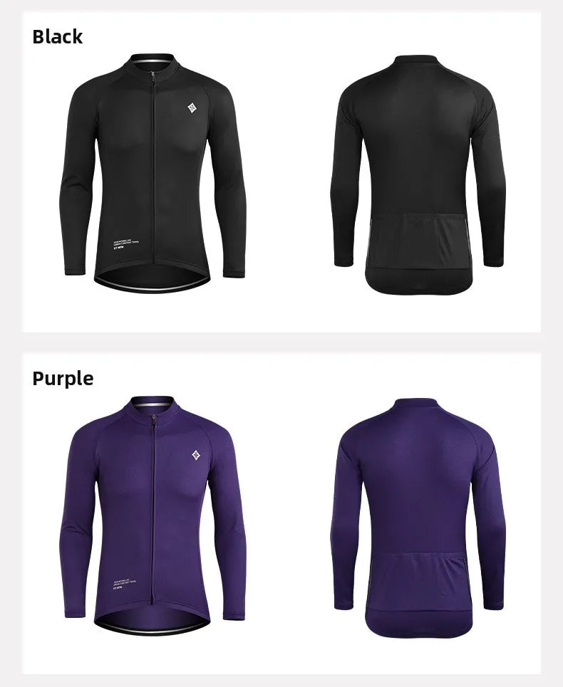 XINTOWN Herren Langarm-Radtrikot, Rennbekleidung für Frühling/Sommer, Export-Fahrradbekleidung, einfarbiges Langarm-Oberteil