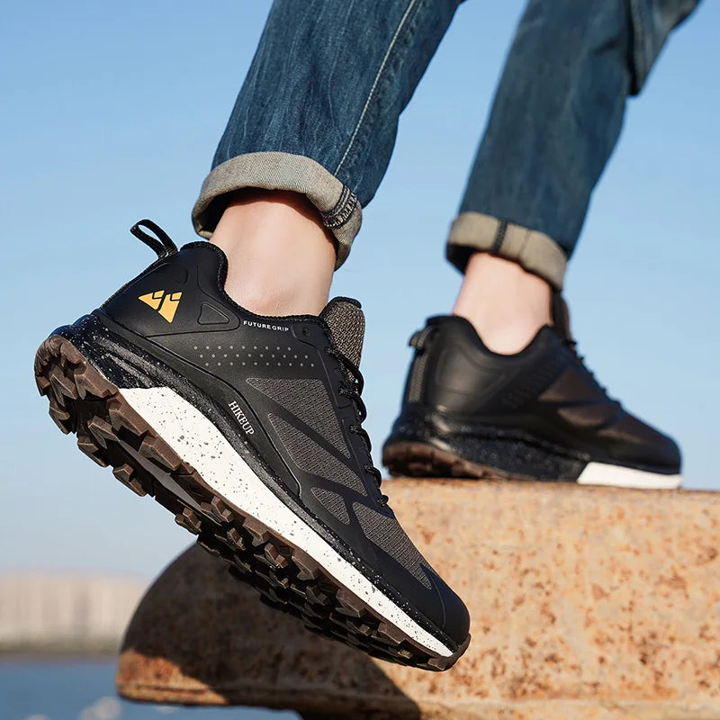 HIKEUP Outdoor Men's Sneakers Women Breathable Trail Running Shoes Hiking Shoes Trail Male Comfort Trekking Running Sneakers
