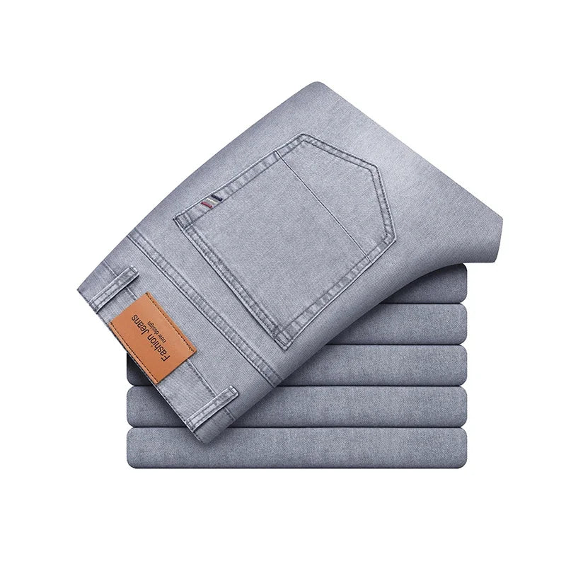 Herrenhose Büro Business Jeans Herren Klassische Blau Schwarz Baumwolle Stretch Straight Denim Hose Herren Marken Hosen
