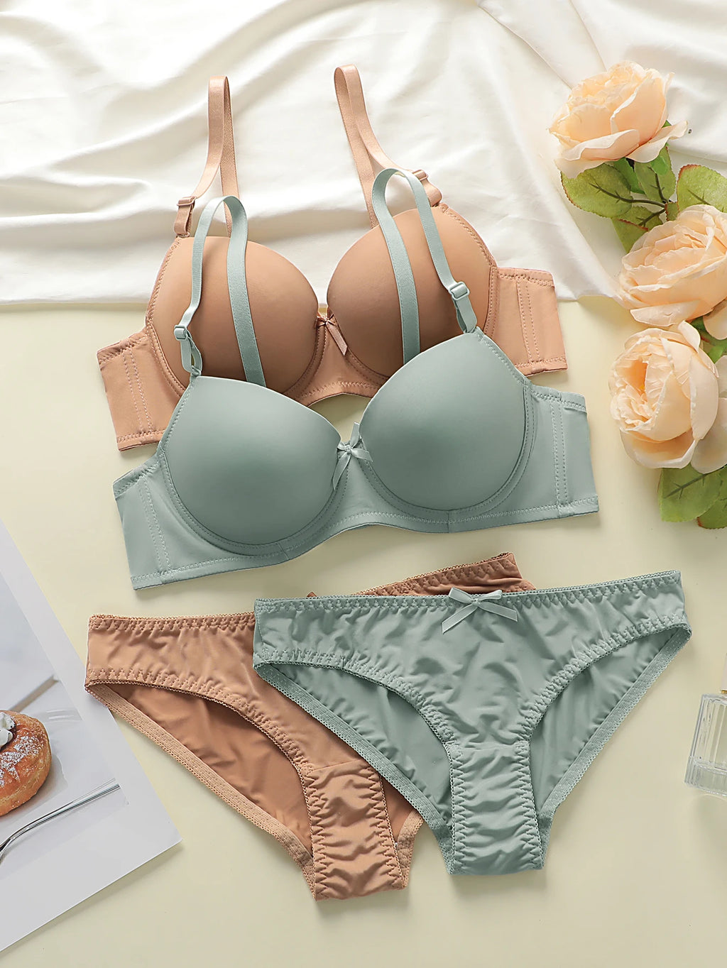 Hochwertiges sexy Dessous-Set für Damen aus Spitze mit Schnürung und Bügel-Push-up, 2-teiliges Set für den täglichen Gebrauch, Unterwäsche-Set A2127