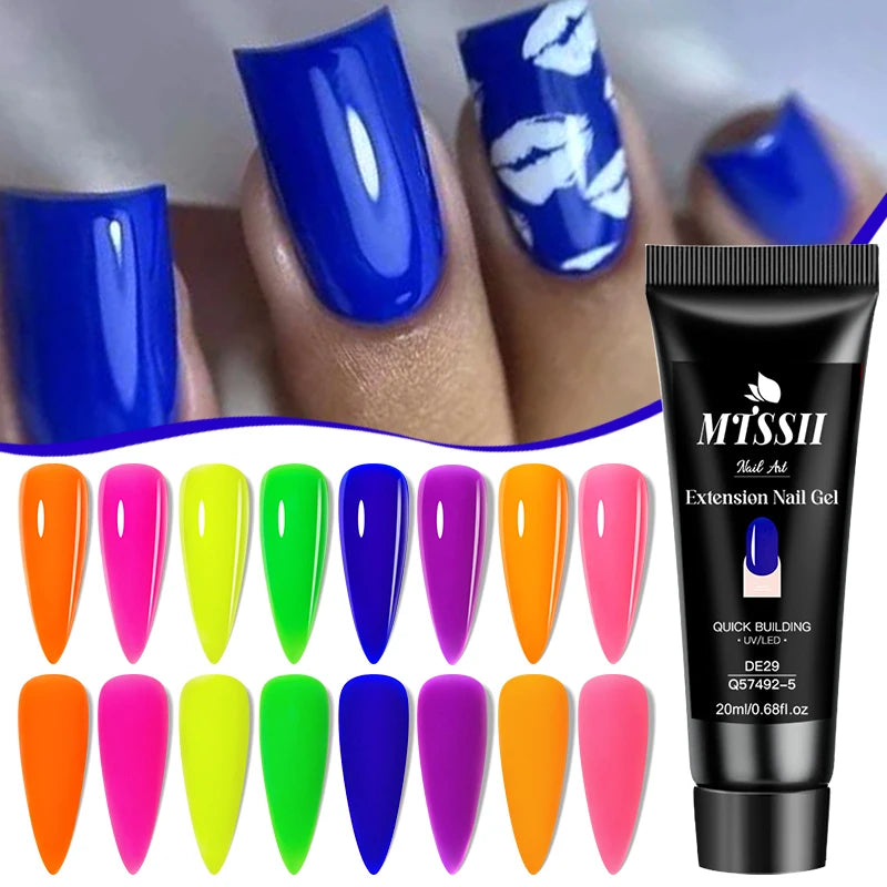 24-teiliges Set 20ml Poly Nail Extension Gel Kit Mini-UV-Lampe Versiegelung mit Basislack Überlack Professionelles Poly-UV-Nagelgel-Kit Starter-Kit