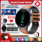 Neue genaue EKG-Smartwatch, Blutfettwerte, Fünf-Organe-Gesundheitscheck, Körpertemperatur, BT-Anruf, Sport-Smartwatches für Herren 2026