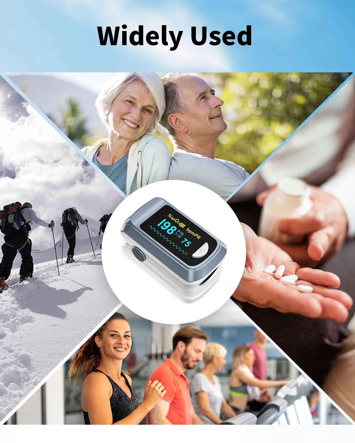 【Lokalversand】HealthTree Fingerpulsoximeter Blutsauerstoffsättigung SpO2 PI Oximeter Pulsoximeter Bluetooth APP-Steuerung