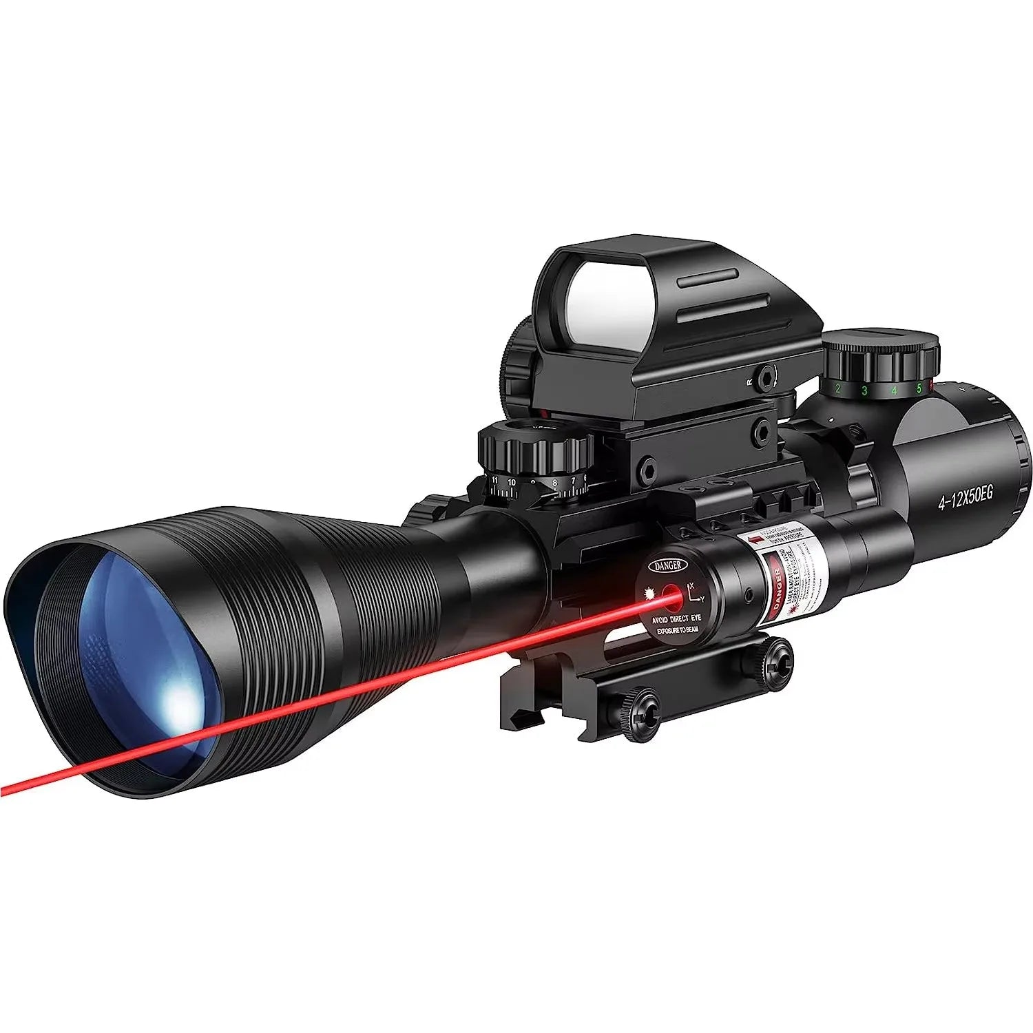 4-12x50 Zielfernrohr Beleuchtetes Absehen Entfernungsmesser Gewehr Holografisches 4 Absehen Visier 20mm Rot Grün Laser Für die Jagd Hauptbild
