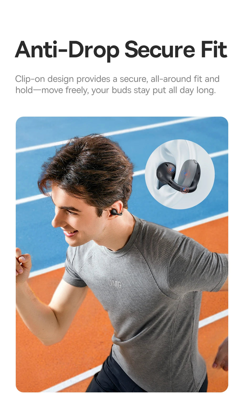 Baseus BC1 Ear-Clip-Ohrhörer Open-Ear Drahtlose Kopfhörer Bluetooth 6.0 Clip-On Sport-Kopfhörer 4 Mikrofone Super Bass IP55 Ohrstöpsel