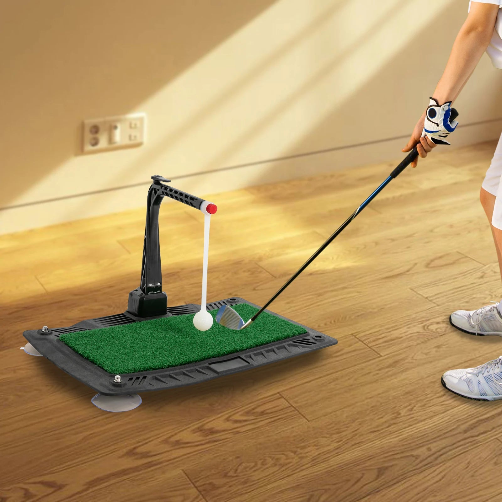 Golfschwungtrainer - Golftrainingsgerät mit verstellbarer Höhe - Golfschwung-Übungsmatte Trainingshilfe für drinnen und draußen