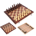 3-in-1 Holz-Schach-Backgammon-Dame-Reisespiele Schachspiel Brett Dame Unterhaltung Weihnachtsgeschenk